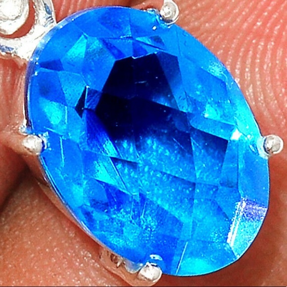 Moonglo magic fire topaz faceted Gemstone Sterling Silver pendant - Picture 2 of 2